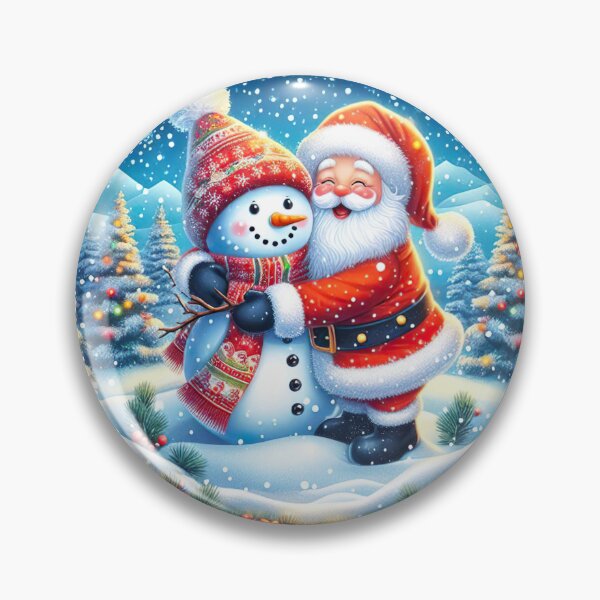 Item preview, "Santa Claus and Cute Snowman: Festive Hug in Whimsical Winter Scene" designed and sold by Huycao211.