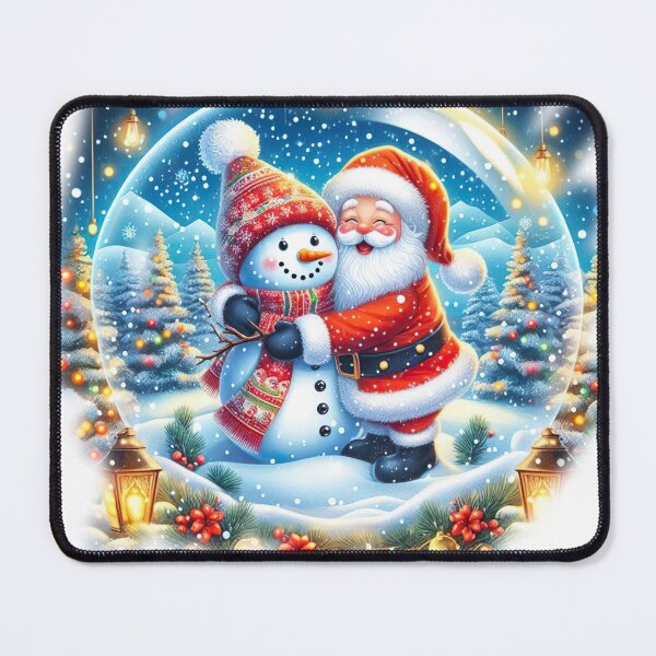Item preview, "Santa Claus and Cute Snowman: Festive Hug in Whimsical Winter Scene" designed and sold by Huycao211.