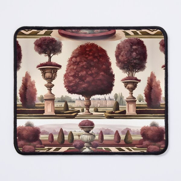 Item preview, French chateau and formal garden in green and maroon designed and sold by SophieClimaArt.