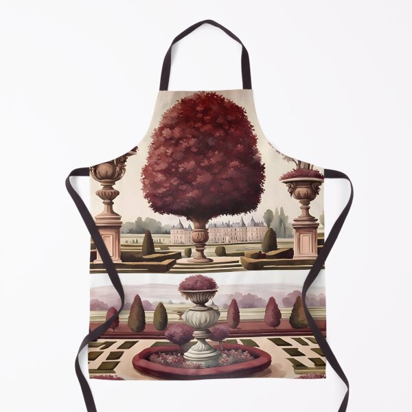 Item preview, French chateau and formal garden in green and maroon designed and sold by SophieClimaArt.