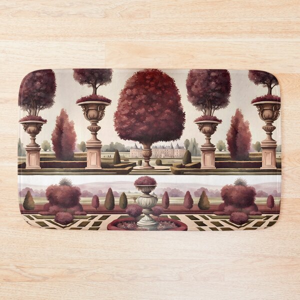 Item preview, French chateau and formal garden in green and maroon designed and sold by SophieClimaArt.