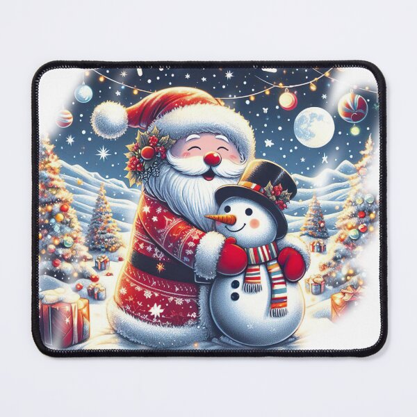 Item preview, "Santa Claus and Cute Snowman: Festive Hug in Whimsical Winter Scene" designed and sold by Huycao211.