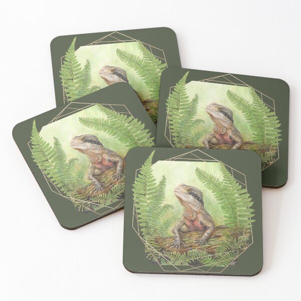 Item preview, Australian Water Dragon with Ferns and Hexagon designed and sold by Nadya Neklioudova.