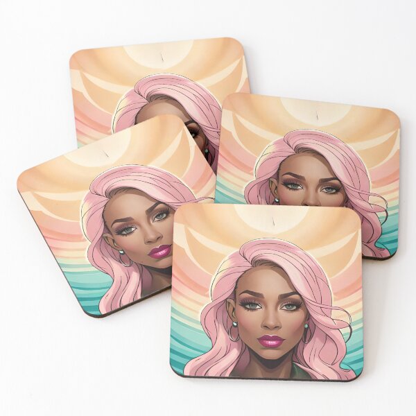 Item preview, Glamorous Girl Pink Hair Rainbow Solar Ray Art designed and sold by Melan Designs.