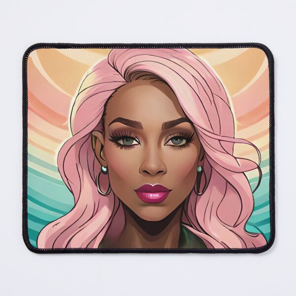 Item preview, Glamorous Girl Pink Hair Rainbow Solar Ray Art designed and sold by Melan Designs.
