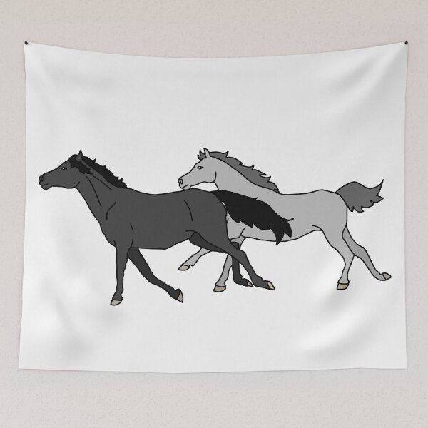 Item preview, Black and Grey Horses Galloping  designed and sold by Abby Art Studio.