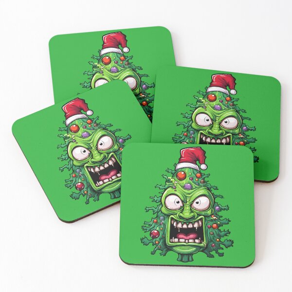 Item preview, Wild Holiday Christmas Tree with Santa Hat and Crazy Eyes   designed and sold by meganohm.