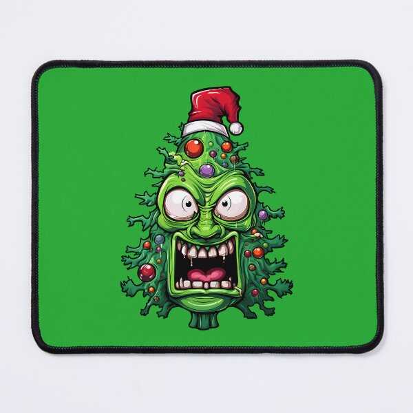 Item preview, Wild Holiday Christmas Tree with Santa Hat and Crazy Eyes designed and sold by meganohm.