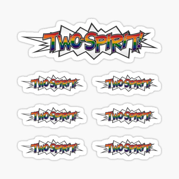 Halftone Two-Spirited Pride Typography with Flag Background Sticker