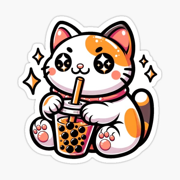 Item preview, Lucky Cat Cute Kawaii Boba designed and sold by Eleven13Media.
