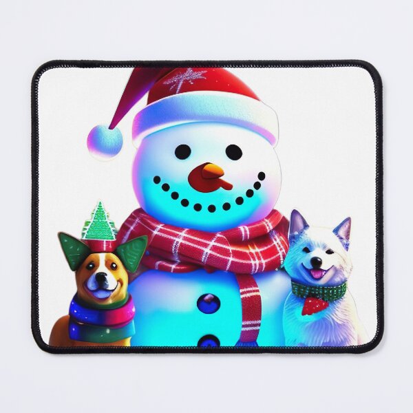 Item preview, "Glowing Canine Companions: Neon-Lit Dogs and Snowmen in Enchanting Illustration" designed and sold by Huycao211.