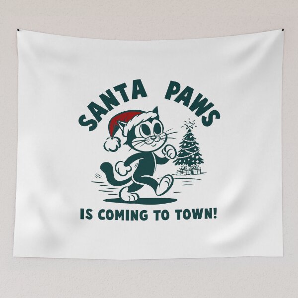 Item preview, Santa Paws is Coming to Town - Festive Cat designed and sold by Petoonia.