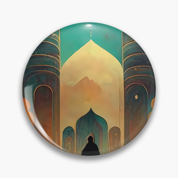 Artikelvorschau, minimalistische Illustration, dynamische Kunst mit perspektivischer Sicht, die islamische und dunkle Fantasy-Elemente verbindet, präsentiert als Gemälde im Stil der Konzeptkunst entworfen und verkauft von deluxelion.