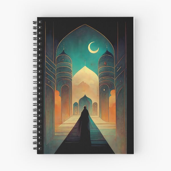 Item preview, Ilustración minimalista, arte dinámico con perspectiva, que combina elementos islámicos y de fantasía oscura, presentado como una pintura en un estilo de arte conceptual. designed and sold by deluxelion.