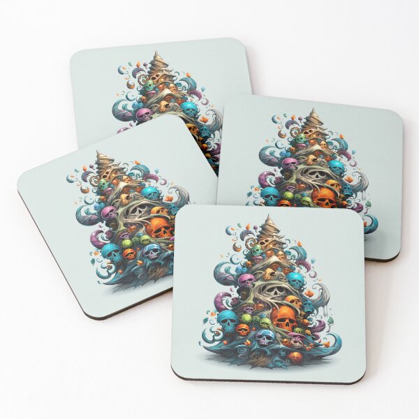 Item preview, Edgy Skull Christmas Tree in Blue, Purple, and Orange designed and sold by meganohm.