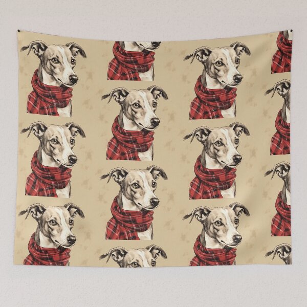 Item preview, Whippet Christmas Plaid Watercolor designed and sold by rafaeltto.