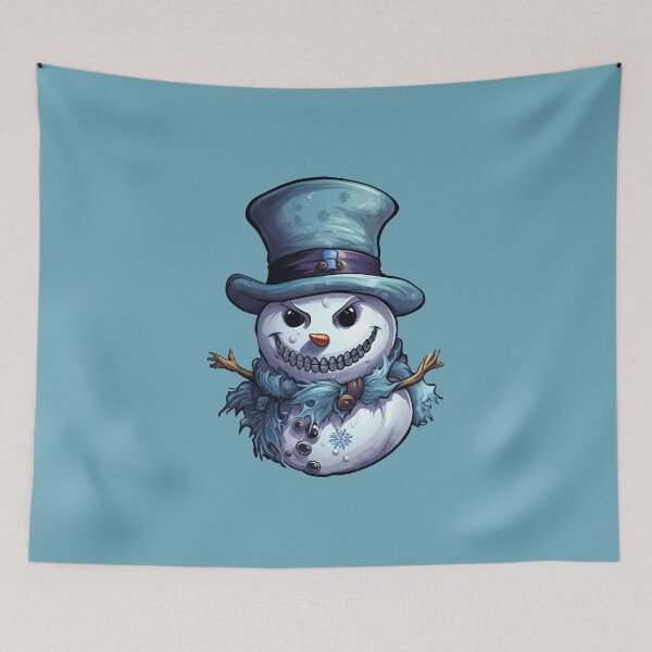 Item preview, Icy Blue Cynicism Cool Snowman Portrait for Winter Fun designed and sold by meganohm.