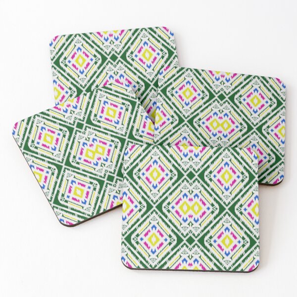 Item preview, Multicolor of green geometric pattern stripes ikat seamless background designed and sold by NarongStocker37.