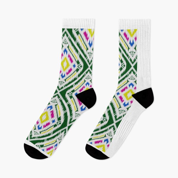 Item preview, Multicolor of green geometric pattern stripes ikat seamless background designed and sold by NarongStocker37.