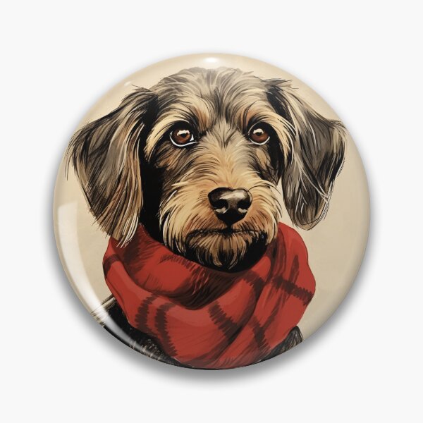 Item preview, Wirehaired Dachshund Christmas Plaid Watercolor designed and sold by rafaeltto.