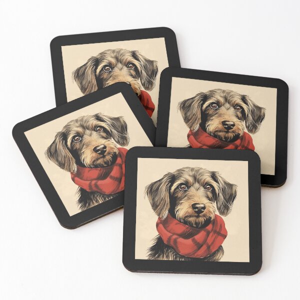 Item preview, Wirehaired Dachshund Christmas Plaid Watercolor designed and sold by rafaeltto.