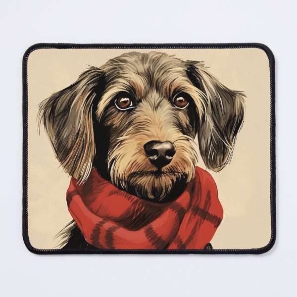Item preview, Wirehaired Dachshund Christmas Plaid Watercolor designed and sold by rafaeltto.
