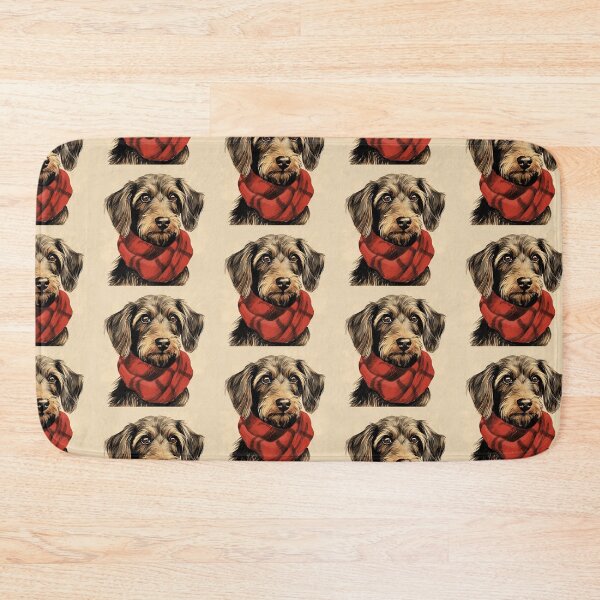 Item preview, Wirehaired Dachshund Christmas Plaid Watercolor designed and sold by rafaeltto.