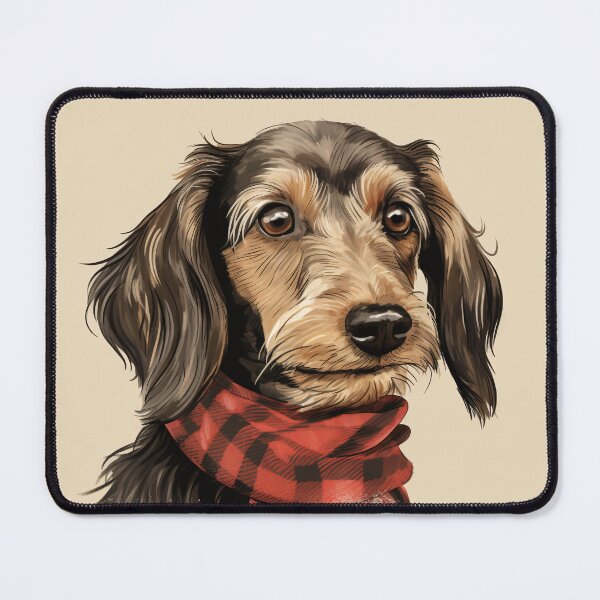 Item preview, Wirehaired Dachshund Christmas Plaid Watercolor designed and sold by rafaeltto.