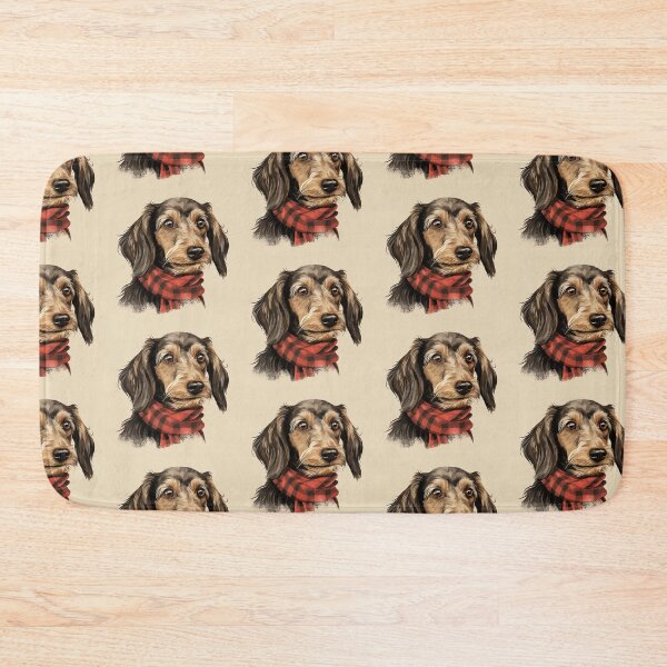 Item preview, Wirehaired Dachshund Christmas Plaid Watercolor designed and sold by rafaeltto.