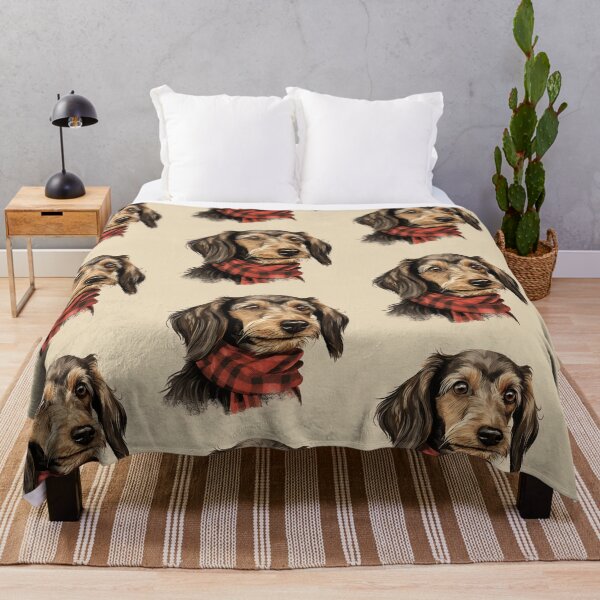 Item preview, Wirehaired Dachshund Christmas Plaid Watercolor designed and sold by rafaeltto.