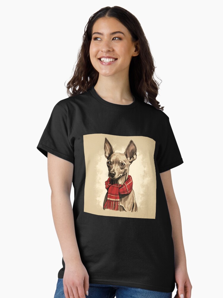 Imagen 2 de 7, Camiseta clásica con la obra Xoloitzcuintli Xolo Christmas Plaid Watercolor, diseñada y vendida por rafaeltto.