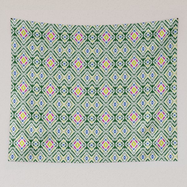 Item preview, Multicolor of green geometric pattern stripes ikat seamless backgroundters designed and sold by NarongStocker37.