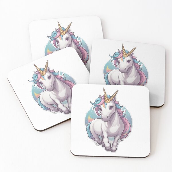 Item preview, Cute rainbow unicorn in pastel colors walking towards you designed and sold by Bela Mehta.