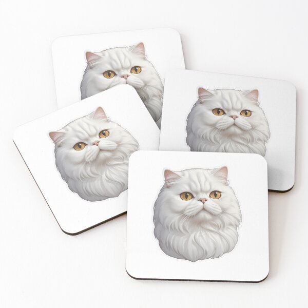 Item preview, Closeup of a cute white cat with funny expression designed and sold by Bela Mehta.