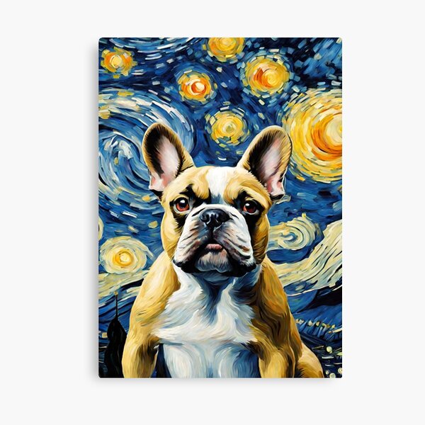 Artikel-Vorschau von Entzückendes Hunderassengemälde der französischen Bulldogge im Van-Gogh-Sternennacht-Kunststil, designt und verkauft von Art-Jiyuu.