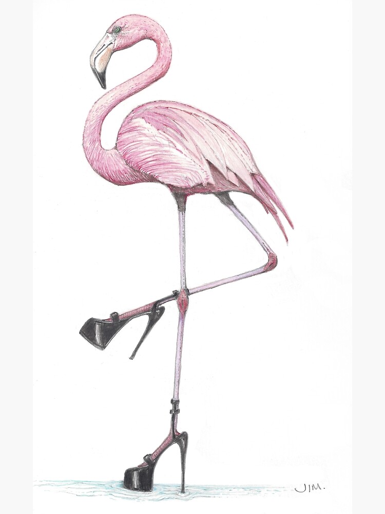 Thumbnail 3 of 3, Poster, flamingo in stilettos designed and sold by JimsBirds.