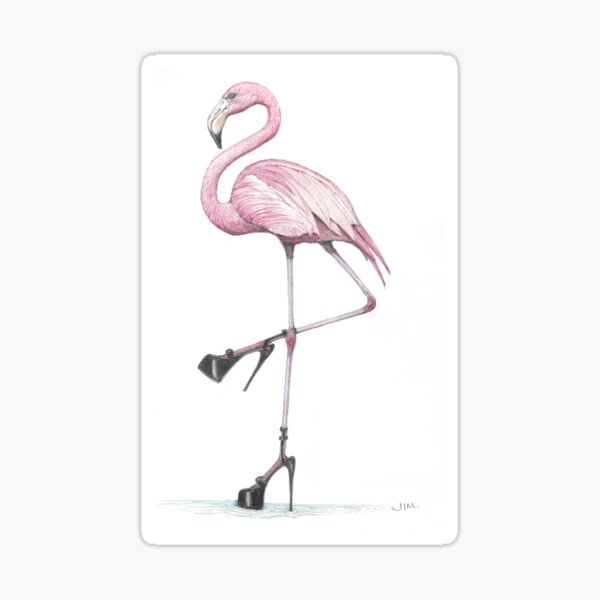 flamingo in stilettos Sticker