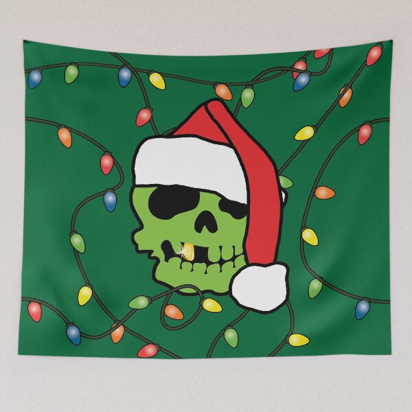 Item preview, Christmas Green Santa Claus Skull designed and sold by HectorCantres.