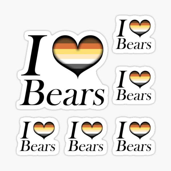I Heart Bears Design Gay Bear Flag Heart Sticker