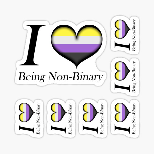 I Heart Being Non-Binary Design Pride Flag Colored Heart Sticker