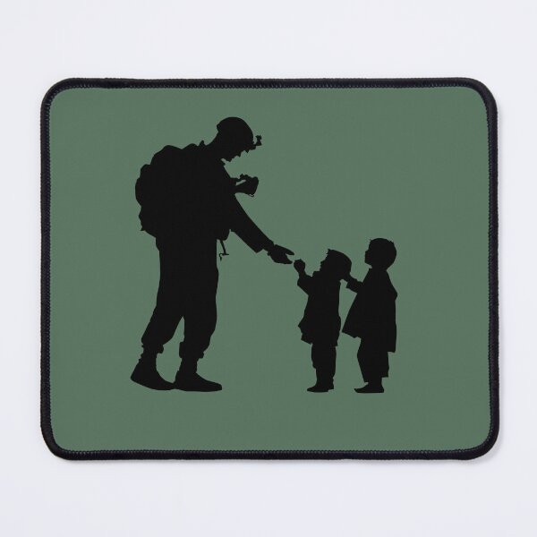 Item preview, Military soldier helping small children designed and sold by LoveAlwaysCo.