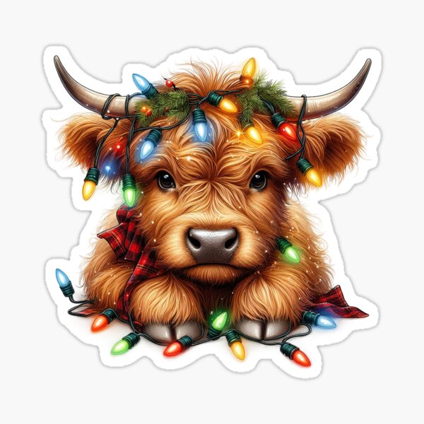 50Pcs Highland Cow Cartoon Stickers animali bovini Graffiti Kids