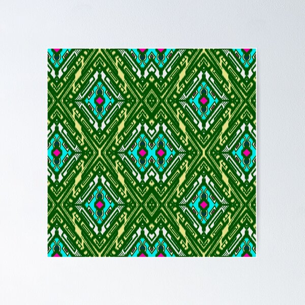 Item preview, Multicolor of green yellow pink blue and white geometric pattern stripes ikat seamless background designed and sold by Aesthetic shapes design.