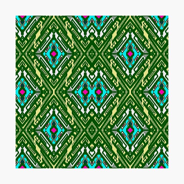 Artikelvorschau, Multicolor of green yellow pink blue and white geometric pattern stripes ikat seamless background entworfen und verkauft von Aesthetic shapes design.