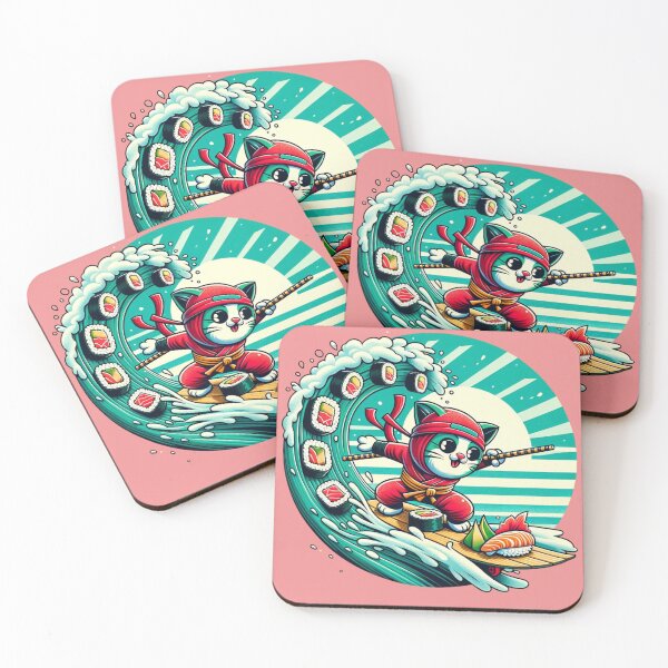 Item preview, Japanese Cat Nijna surfing designed and sold by CoussaZau.