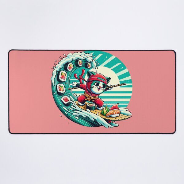 Item preview, Japanese Cat Nijna surfing designed and sold by CoussaZau.