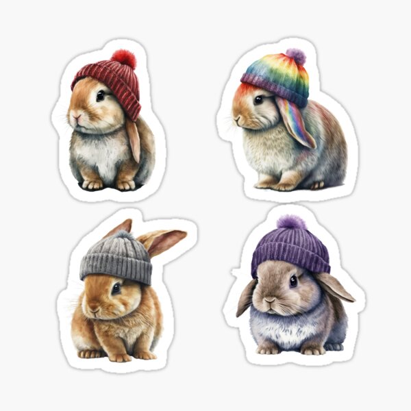Item preview, Cute Bunnies Wearing Hats designed and sold by TheAnimalZ00.