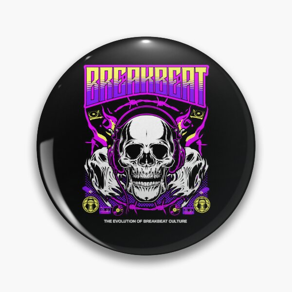 Artikelvorschau, BREAKBEAT - Evolution Skull (lila/gelb) entworfen und verkauft von Discothreadz.