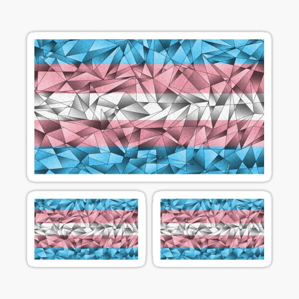 Abstract Fractal Triangles Transgender Pride Flag Pattern Sticker