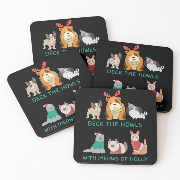 Item preview, Deck the Howls with Meows of Holly Christmas Dogs and Cats designed and sold by Kari-Lynn-T.